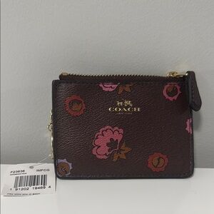 Coach Brown and Pink Floral Wallet-85662